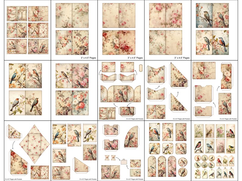 Floral Junk Journal Kit Shabby Chic Junk Journal Folio Rose - Etsy