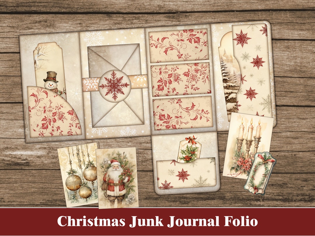Christmas Junk Journal Folio Kit Bundle Winter Junk Journal Pages ...
