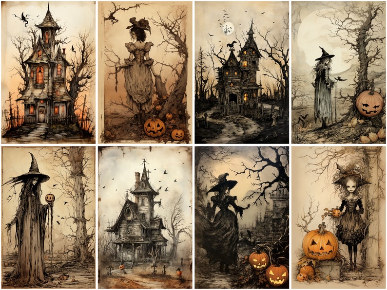 Halloween Digital Scrapbook Paper Halloween Junk Journal - Etsy