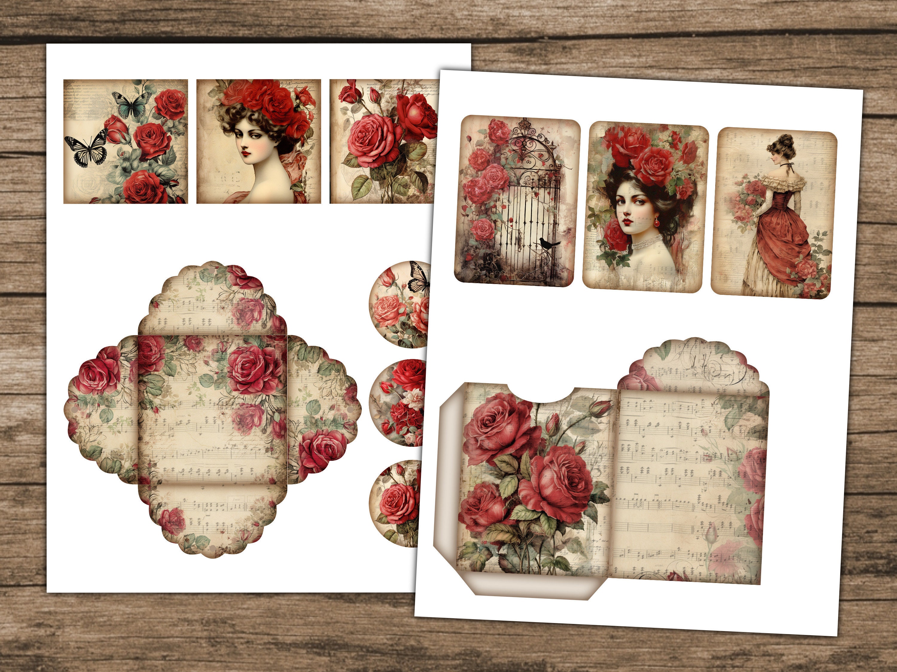 Victorian Rose Junk Journal Kit Printable Ephemera Floral Junk Journal ...