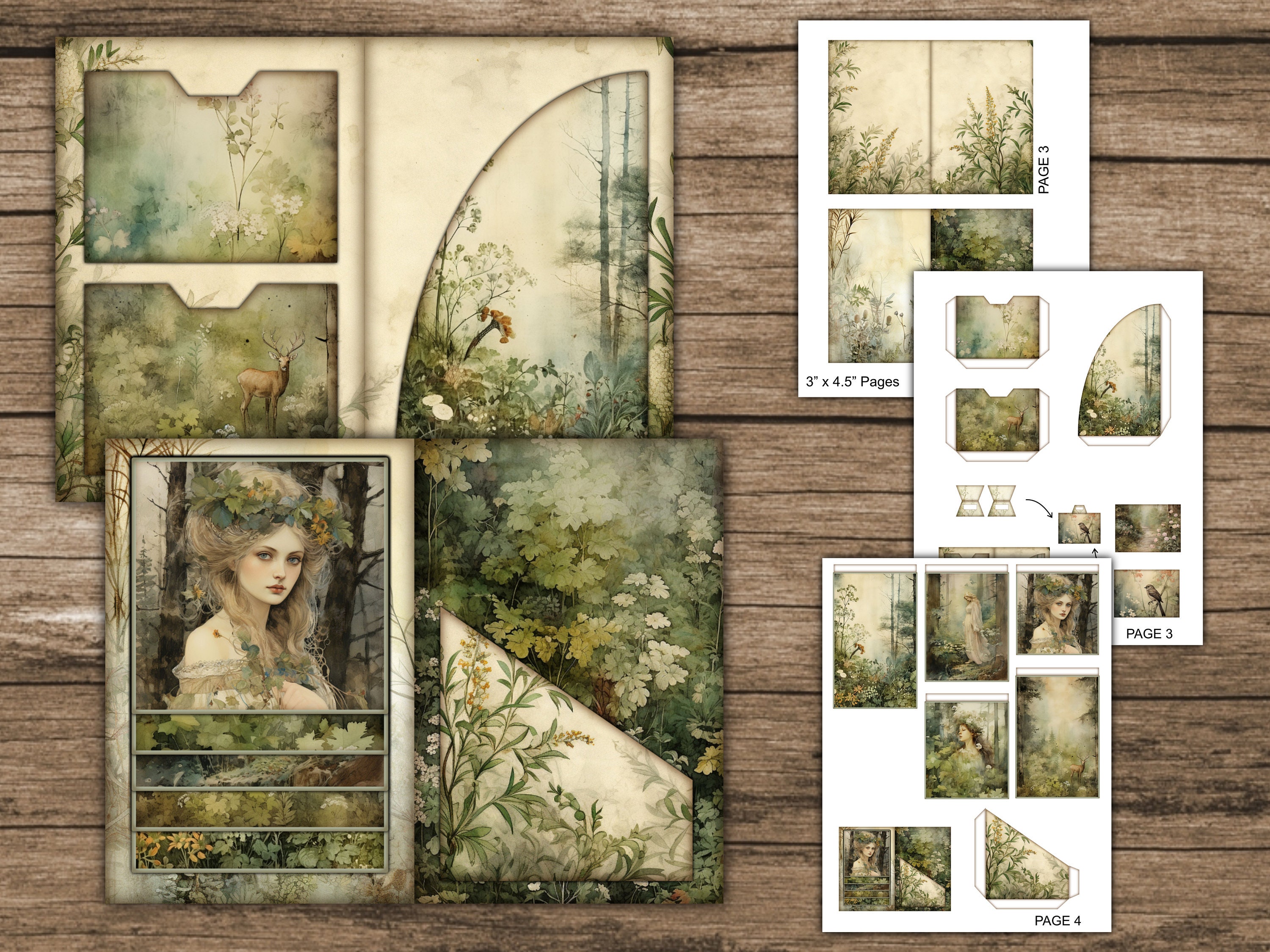 Forest Junk Journal Kit Woodland Mini Junk Journal Pages Tags Labels ...