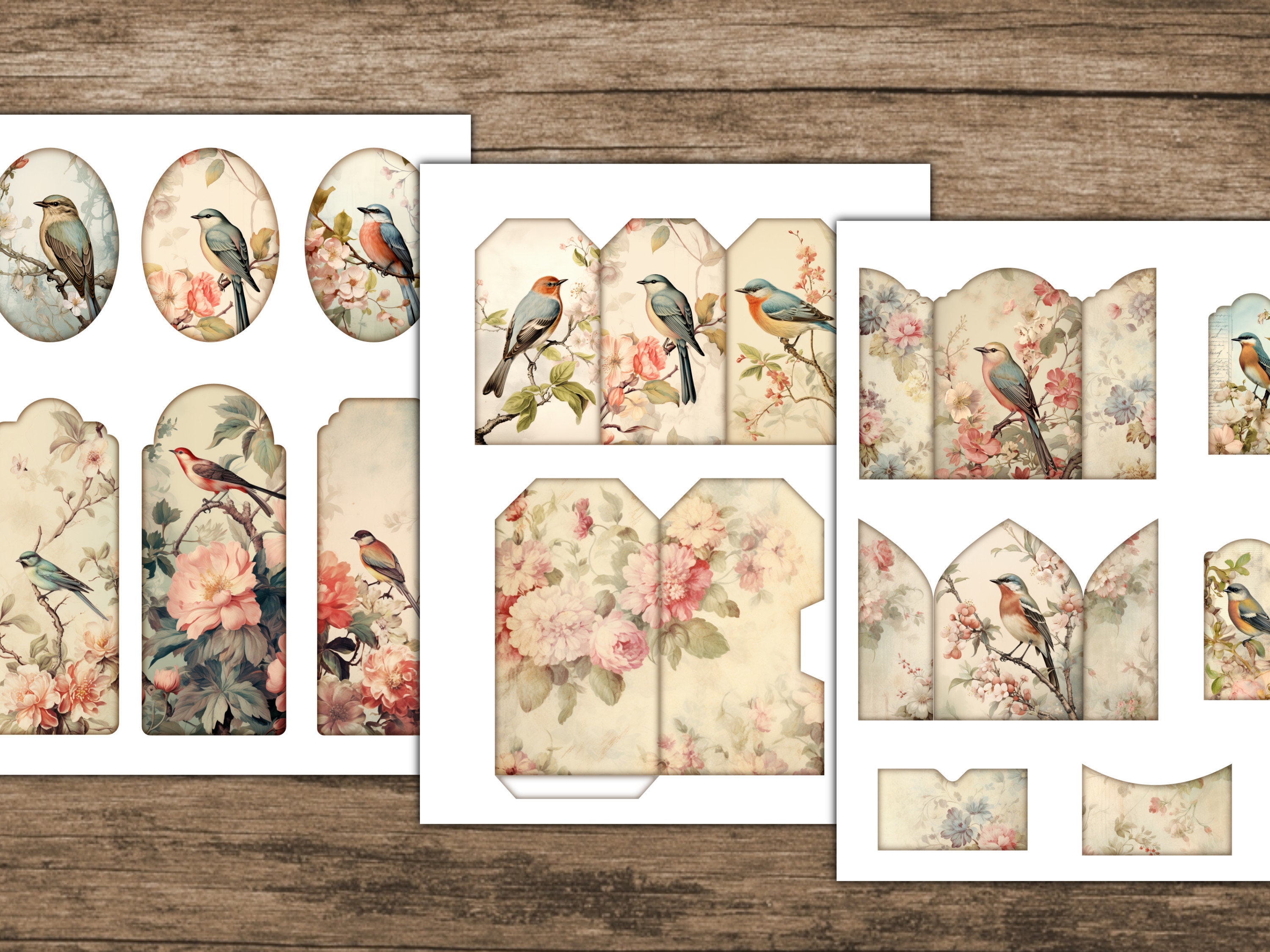 Bird Junk Journal Kit Floral Junk Journal Rose Nature Printable ...