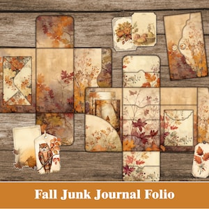 Fall Junk Journal Folio Kit Autumn Junk Journal Ephemera Printable Tags ...