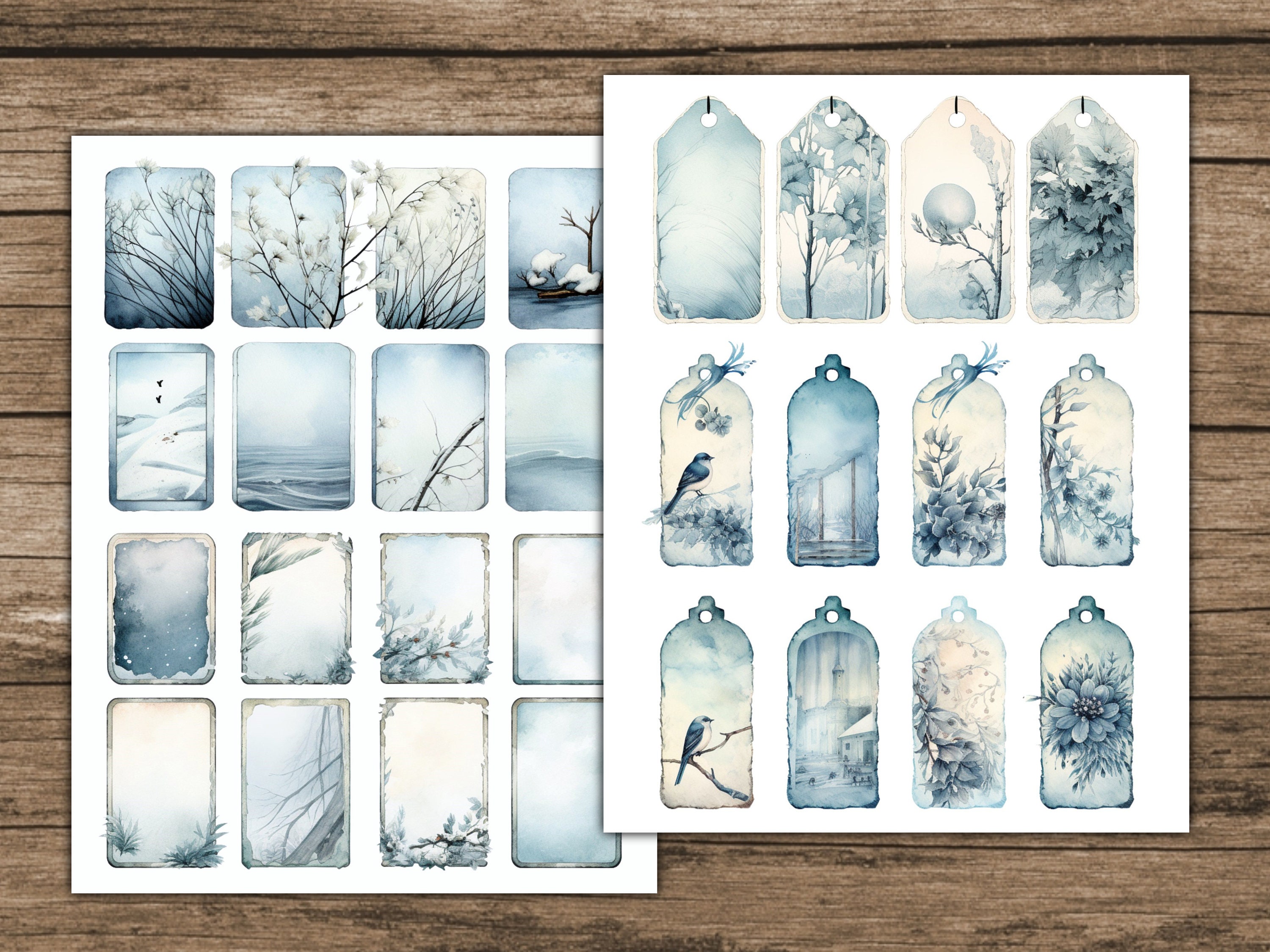 Winter Junk Journal Kit Blue Junk Journal Pages Tags Forest Nature ...