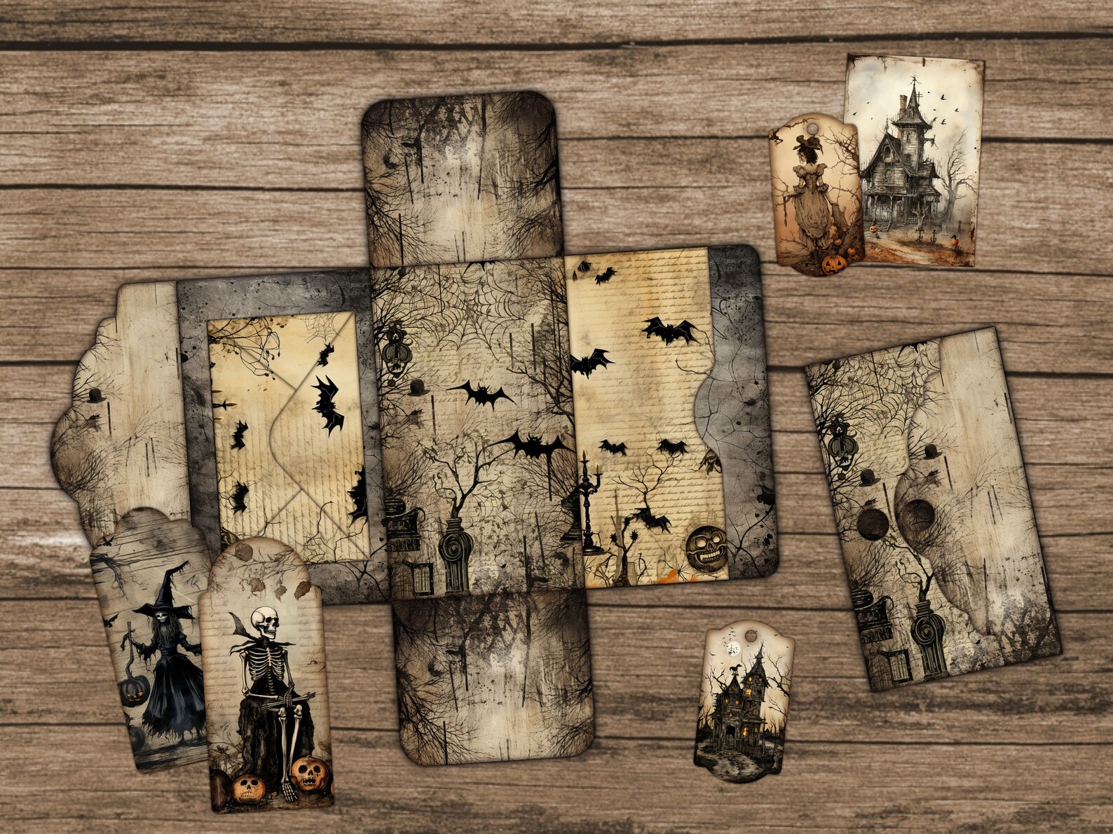 Halloween Junk Journal Folio Kit Halloween Ephemera Junk Journal ...