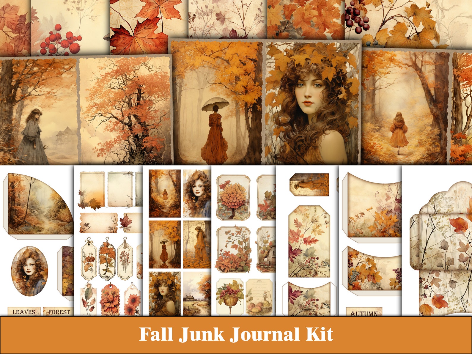 Fall Junk Journal Kit Autumn Junk Journal Ephemera Printable Tags ...