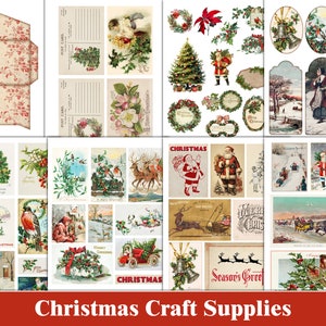 Christmas Junk Journal Kit Christmas Ephemera Fussy Christmas Cuts Craft Supplies Digital Scrapbook Paper Christmas Printables Collage Sheet