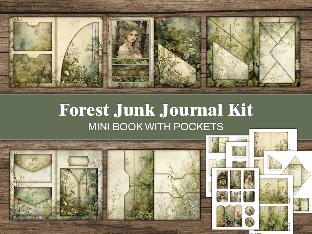 Forest Junk Journal Kit Woodland Mini Junk Journal Pages Tags Labels ...