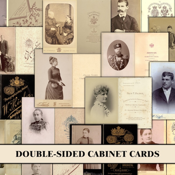 Cabinet Cards, Old Photos Ephemera Bundle, Pack, Vintage Ephemera For Junk Journals, Old Paper, People Portrait, Printable Collage Sheet