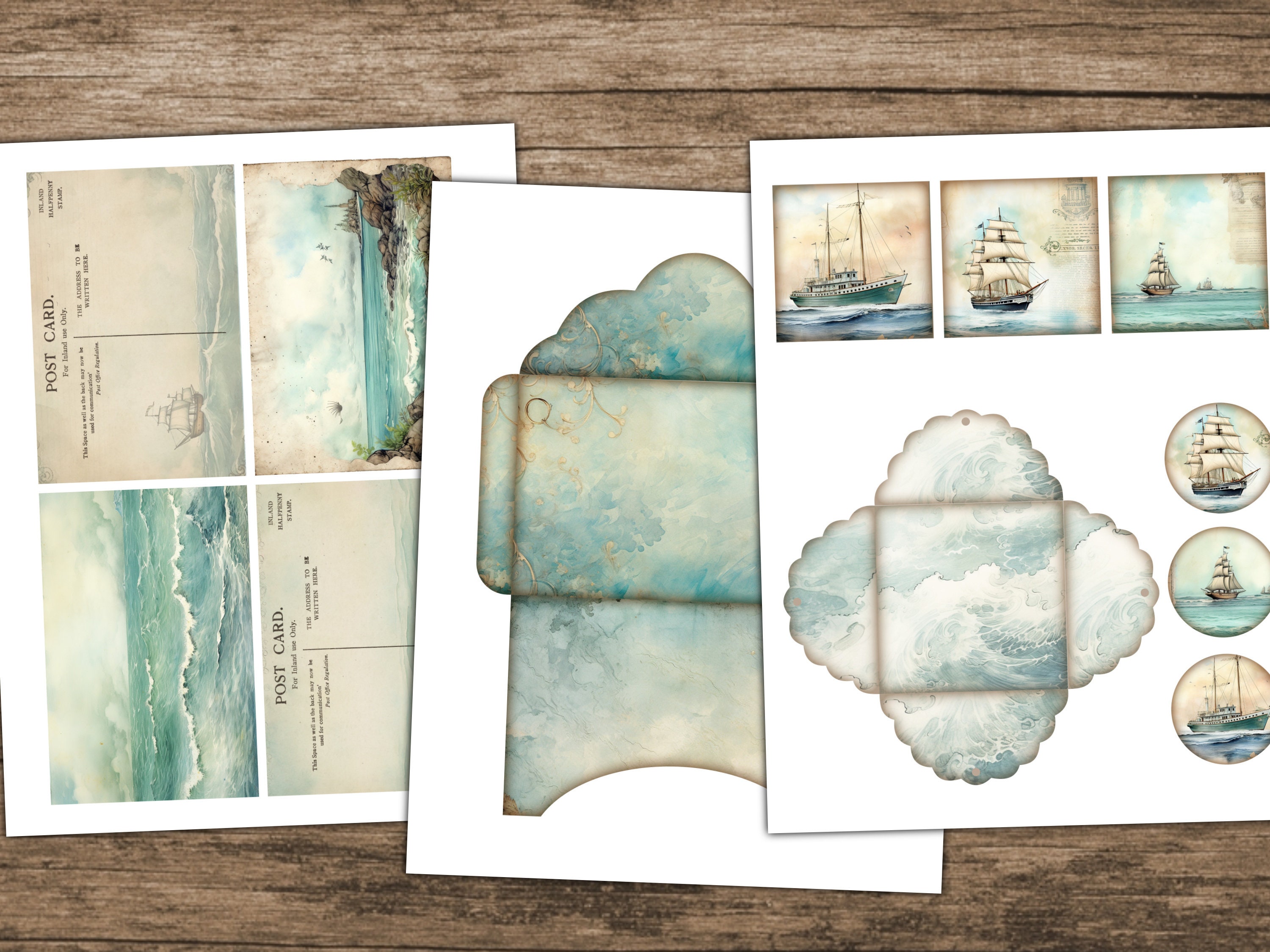 Ocean Junk Journal Kit Blue Junk Journal Supplies Tags Sea Nautical ...