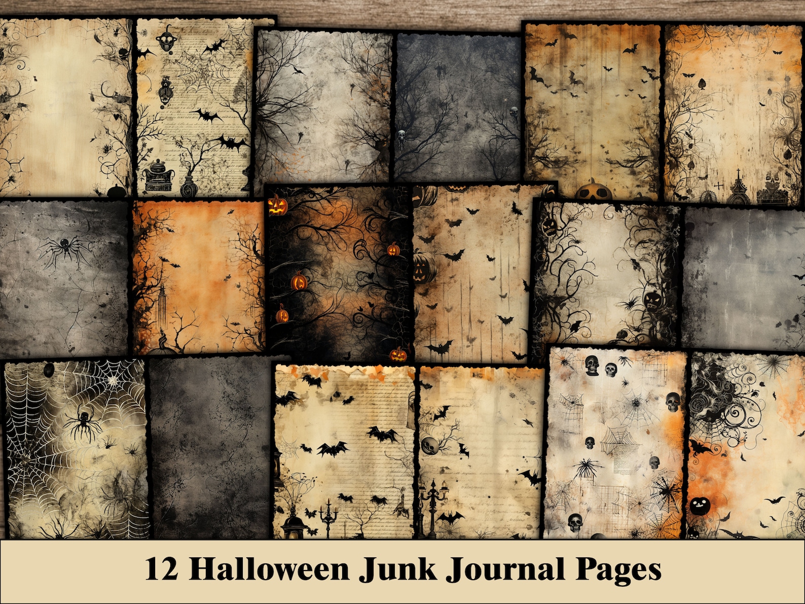 Halloween Junk Journal Pages, Halloween Digital Scrapbook Paper ...