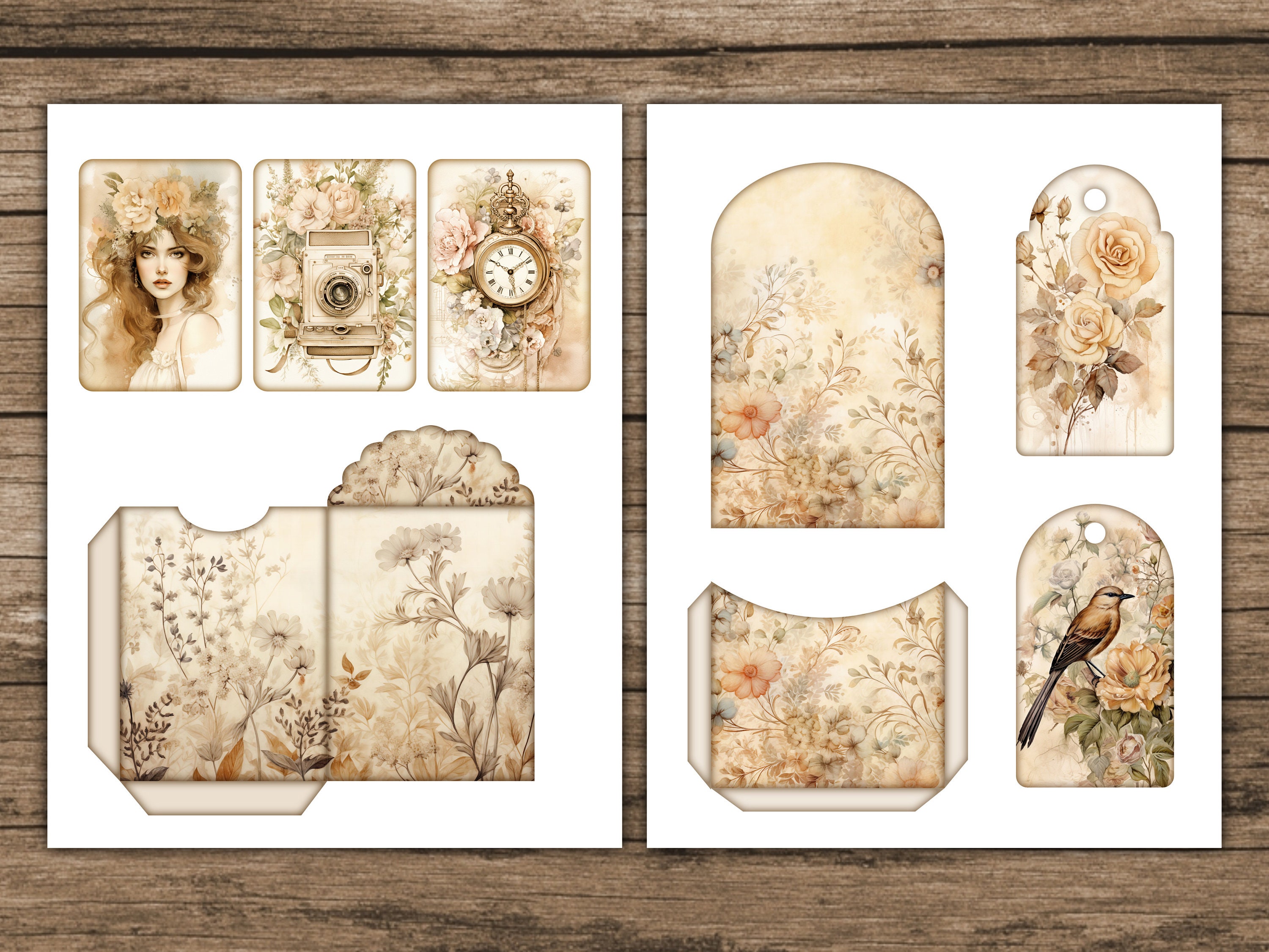 Boho Junk Journal Kit Floral Neutral Junk Journal Rose Nature Printable ...