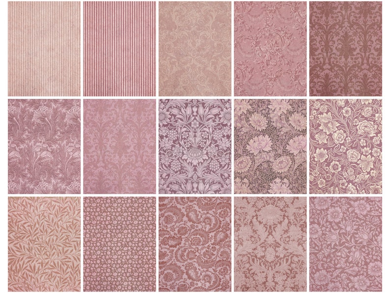 Vintage Pink Scrapbook Paper Floral Ornamental Pattern Rose Etsy
