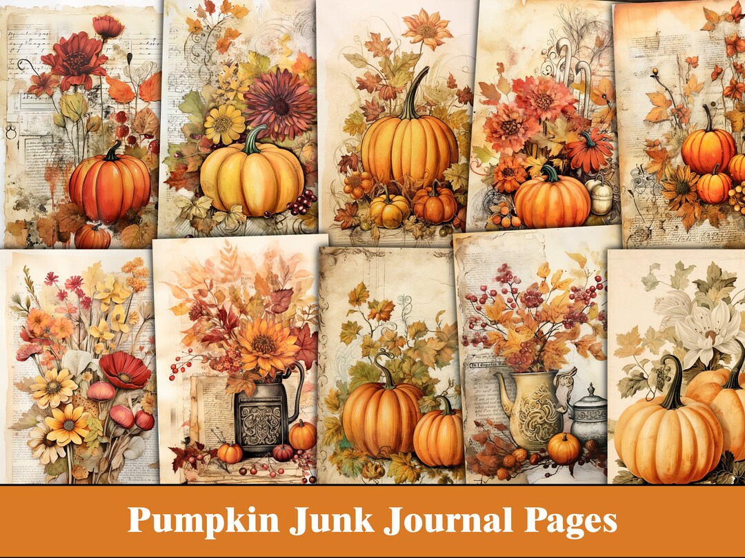 Fall Junk Journal Pages Pumpkin Junk Journal Kit Orange Ephemera ...