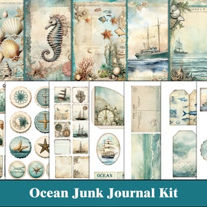 Ocean Junk Journal Kit Blue Junk Journal Pagina's Tags Zee Nautische Ephemera Beach Marine Junk Journal Turquoise Craft Supplies Digitaal