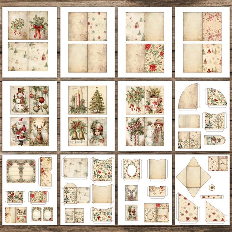Christmas Junk Journal Kit Mini Book Winter Junk Journal Pages Vintage ...
