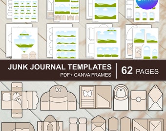 Junk Journal Templates Canva Frames Kit Folio Template Envelope Template Tags Template Labels Canva Frame Cards Tabs