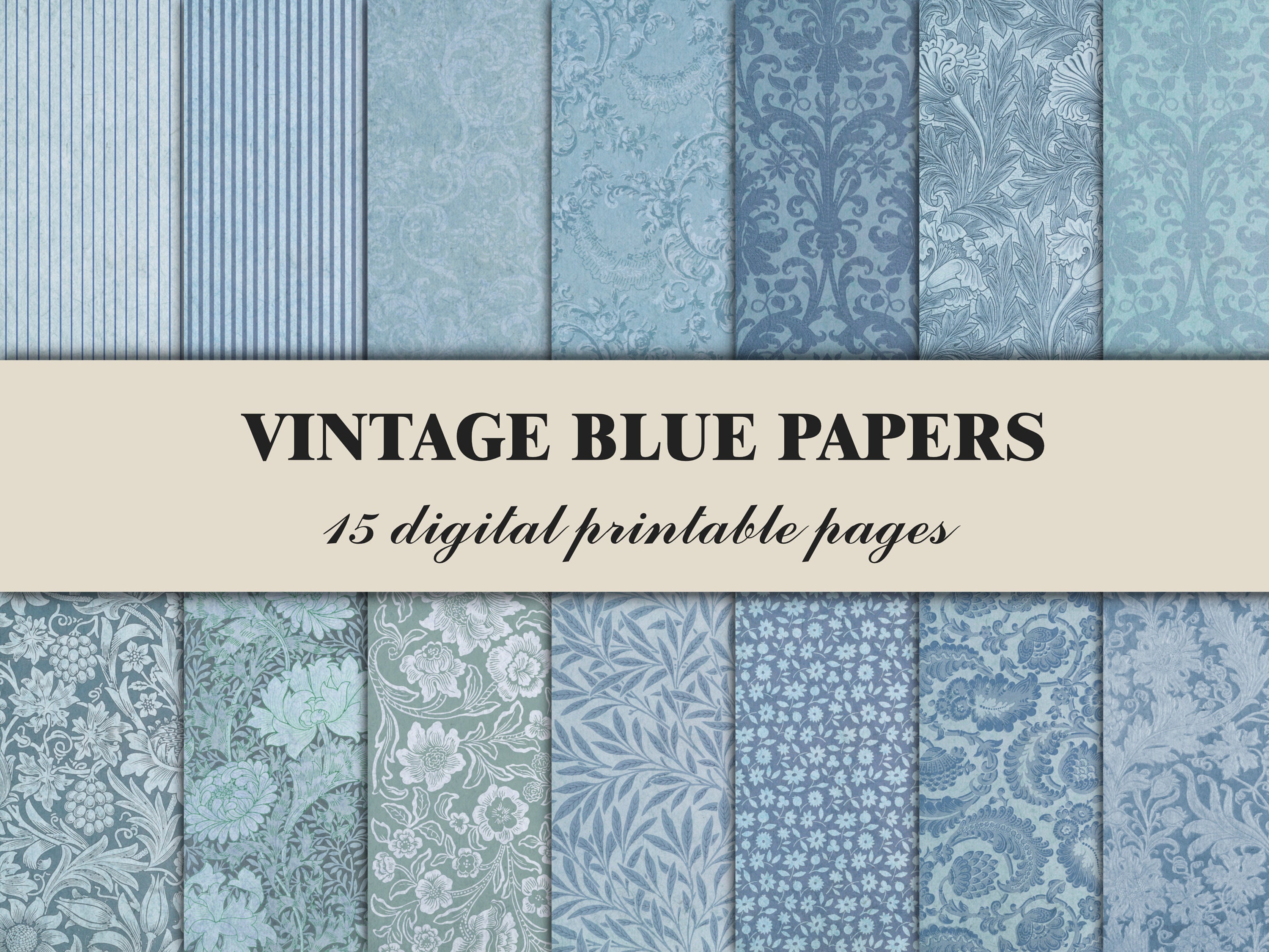 Winter Scrapbook Paper Blue Junk Journal Pages Winter Snowflake Junk ...