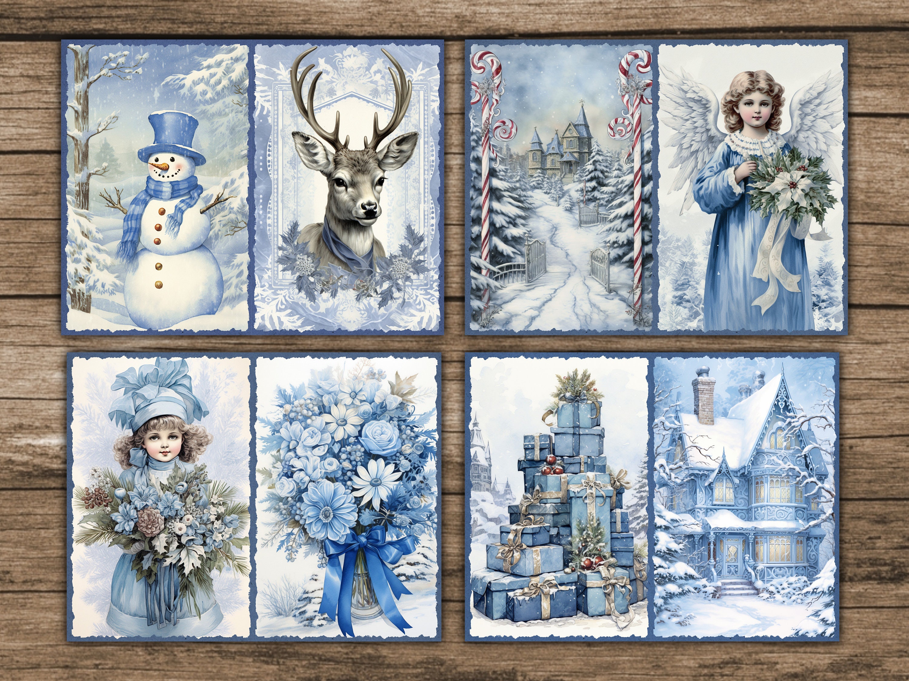 Christmas Junk Journal Kit Blue Winter Junk Journal Pages Blue ...