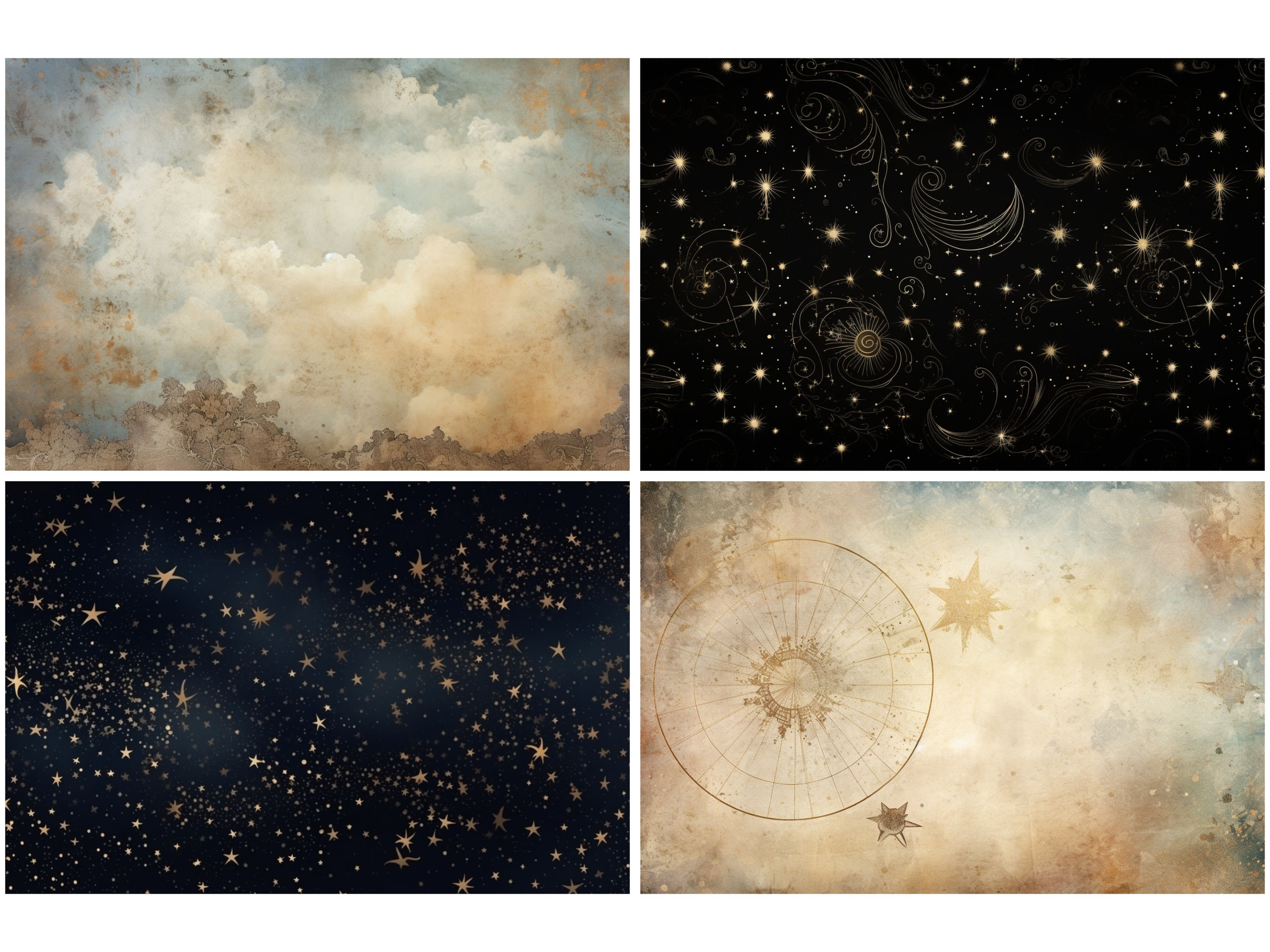 Celestial Scrapbook Paper Junk Journal Moon Digital Paper Ephemera ...