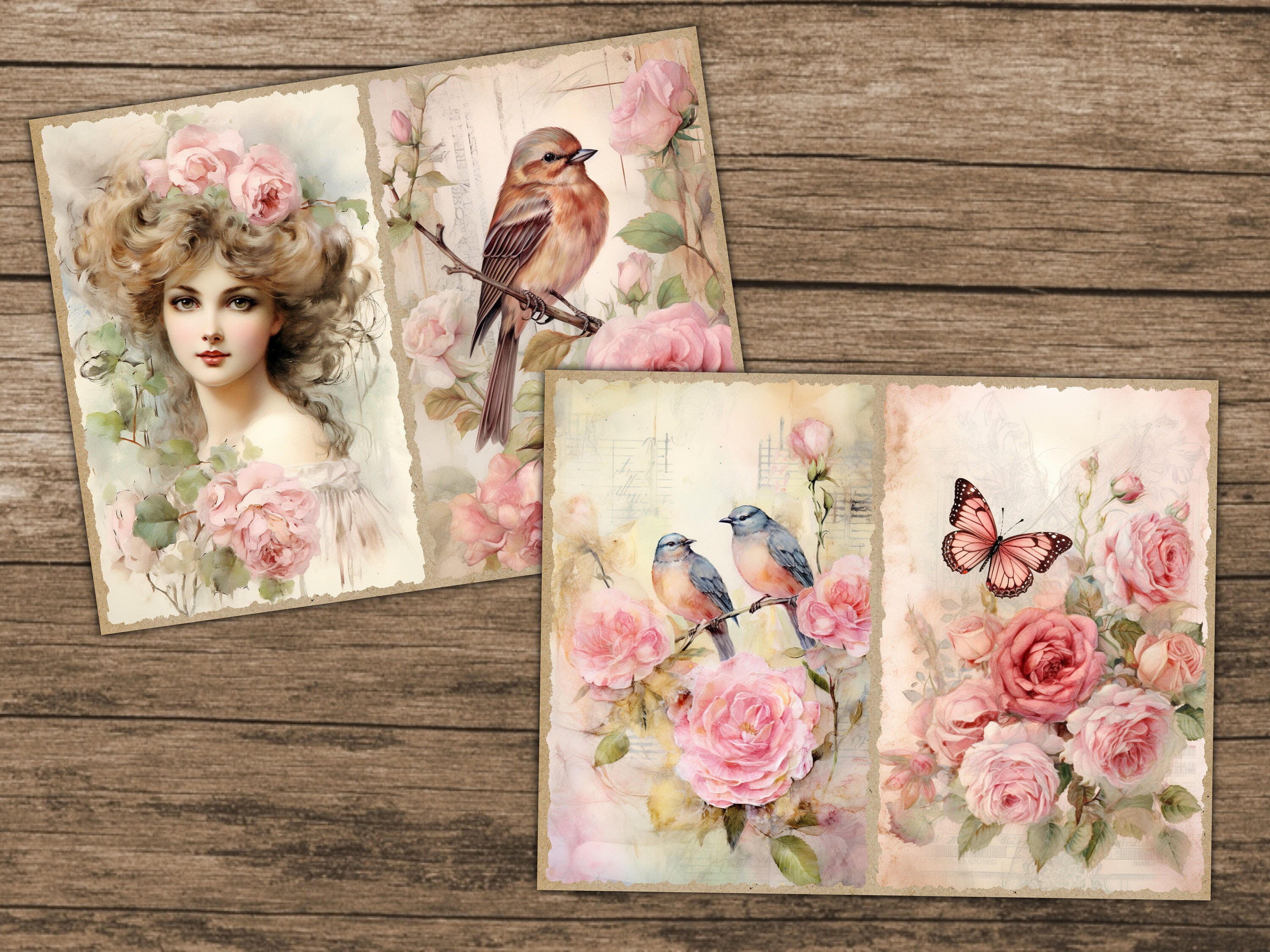 Rose Junk Journal Pages Printable Ephemera Victorian Floral Junk ...