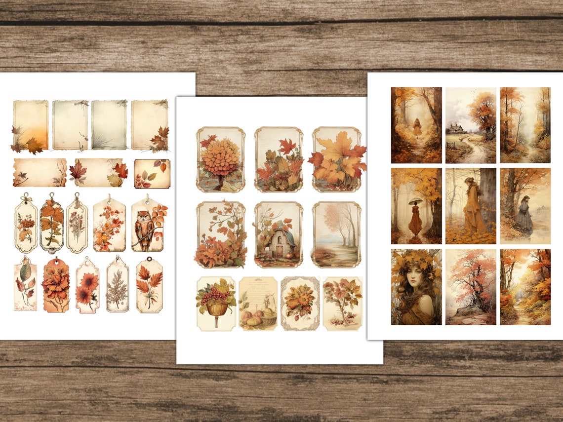 Fall Junk Journal Folio Kit Autumn Junk Journal Ephemera Printable Tags ...