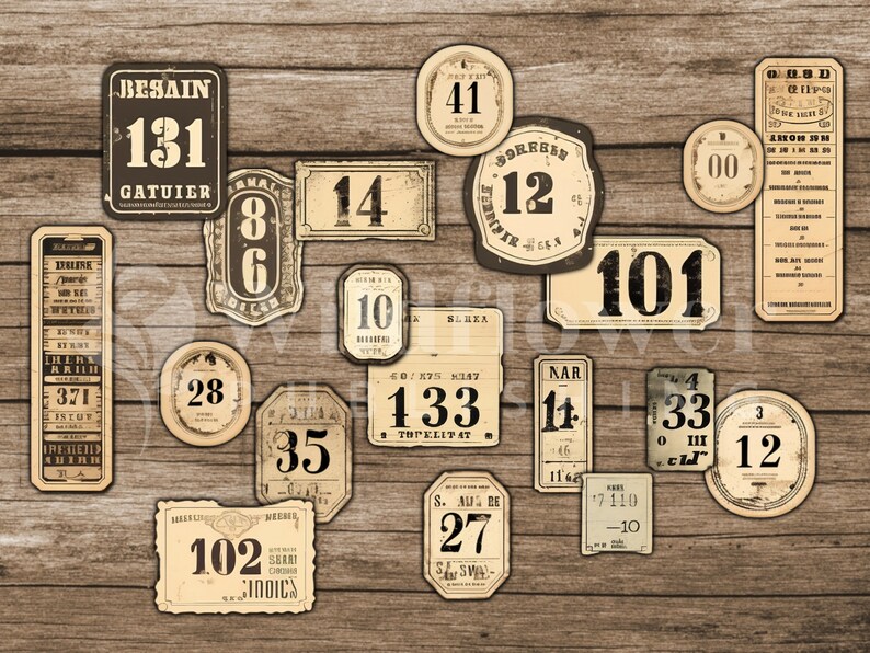 Junk Journal Tags | Number Tags Printable Scrapbooking Tags Digital ...