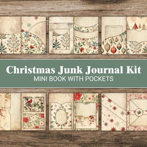 Kit diario spazzatura di Natale Mini libro Pagine di diario spazzatura invernali Forniture artigianali Folio di Natale vintage Stampabili in carta per album digitale