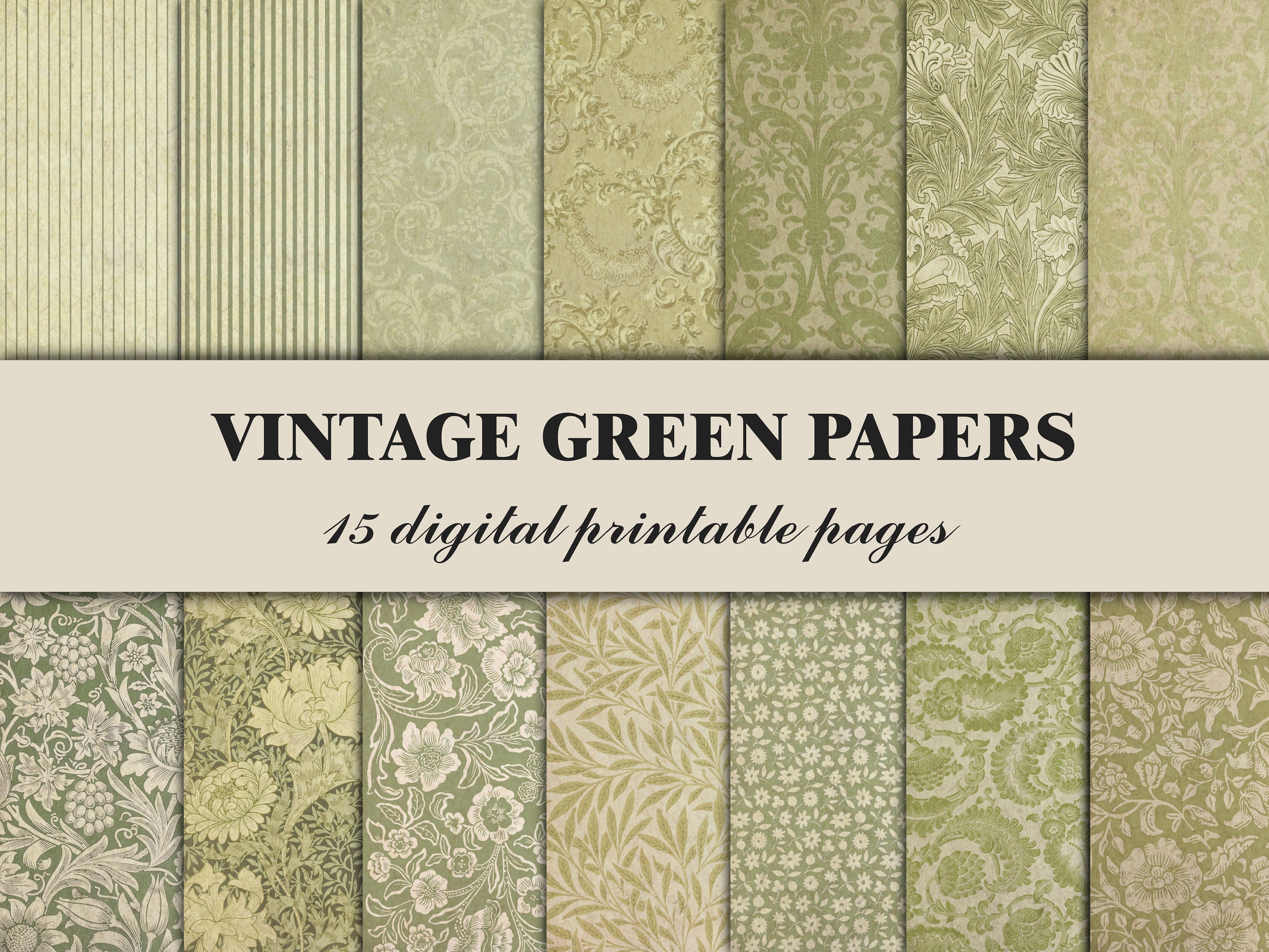 Vintage Green Scrapbook Paper Floral Ornamental Pattern Junk Vintage Green Scrapbook Paper Floral Ornamental Pattern Junk