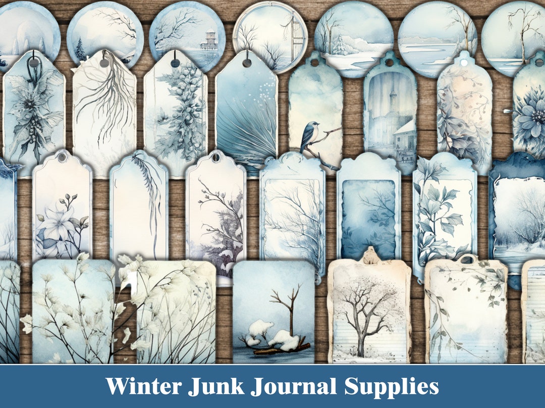 Winter Junk Journal Tags Blue Junk Journal Kit Forest Nature Labels ...