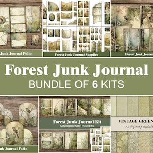 Forest Junk Journal Kit Woodland Junk Journal Pages Tags Botanical Forest Ephemera Greenery Green Junk Journal Craft Supplies