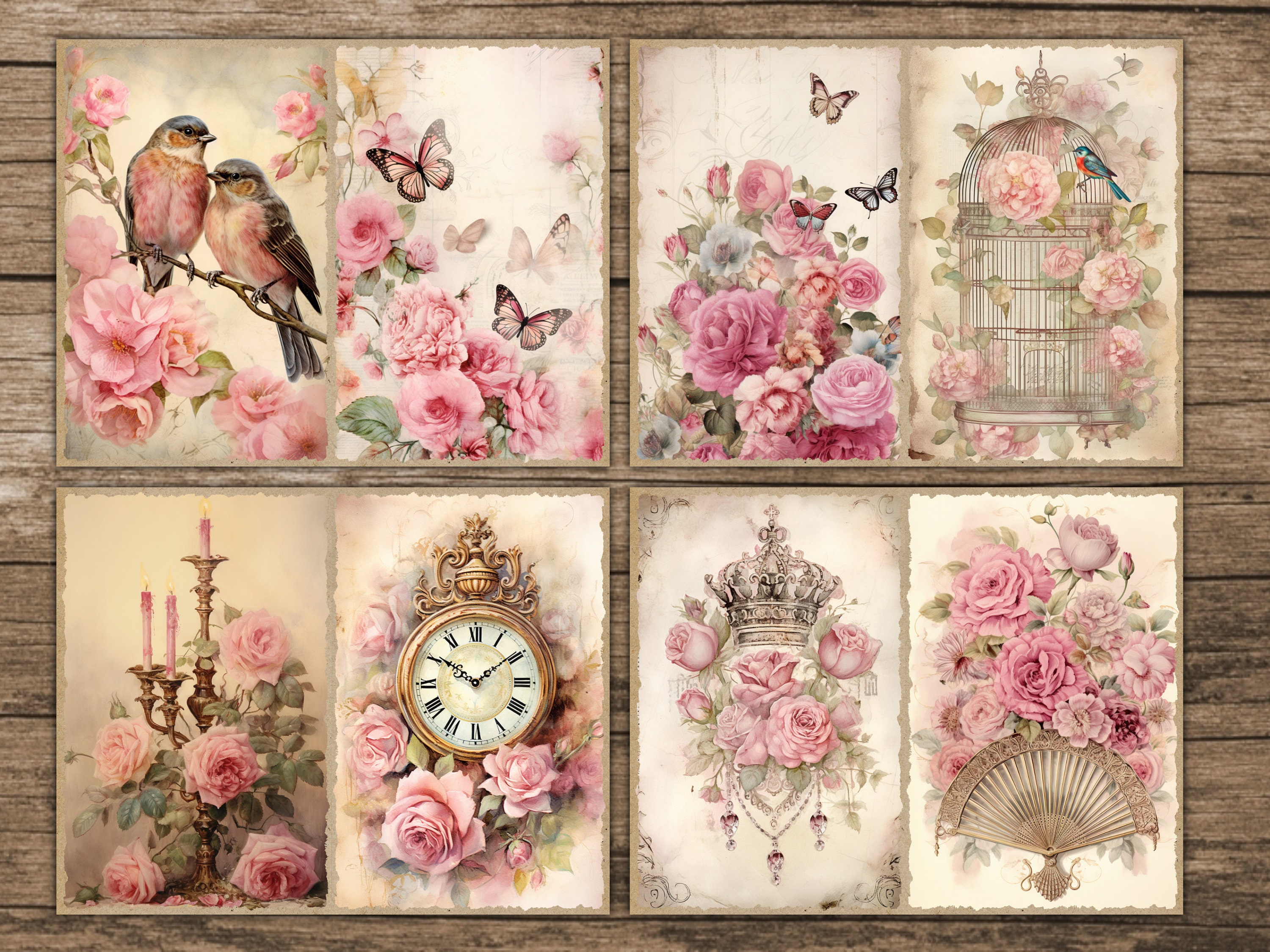 Rose Junk Journal Pages Printable Ephemera Victorian Floral Junk ...