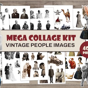 Ritagli di persone, 40 fogli di collage, oltre 400 persone esigenti, kit di collage vintage, foto per collage, riviste per collage, ritagli di persone
