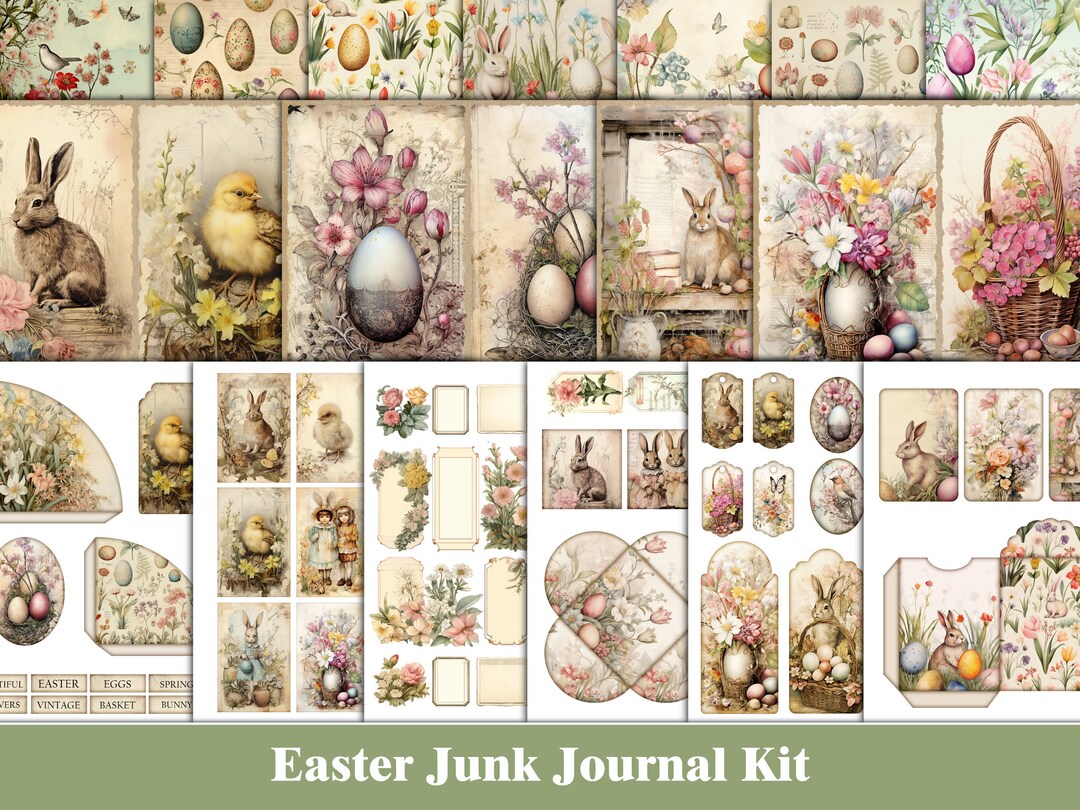 Easter Junk Journal Kit Botanical Spring Floral Ephemera Garden Birds ...