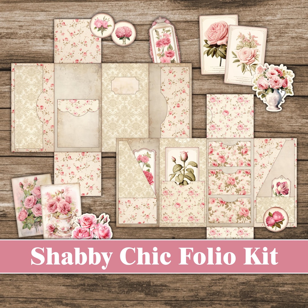 Rose Shabby Chic Folio Kit Floral Cute Junk Journal Kit Pink Folio ...