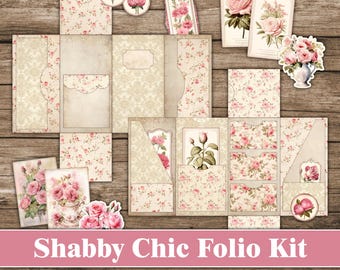 Rose Shabby Chic Folio Kit Floral Cute Junk Journal Kit Pink Folio ...