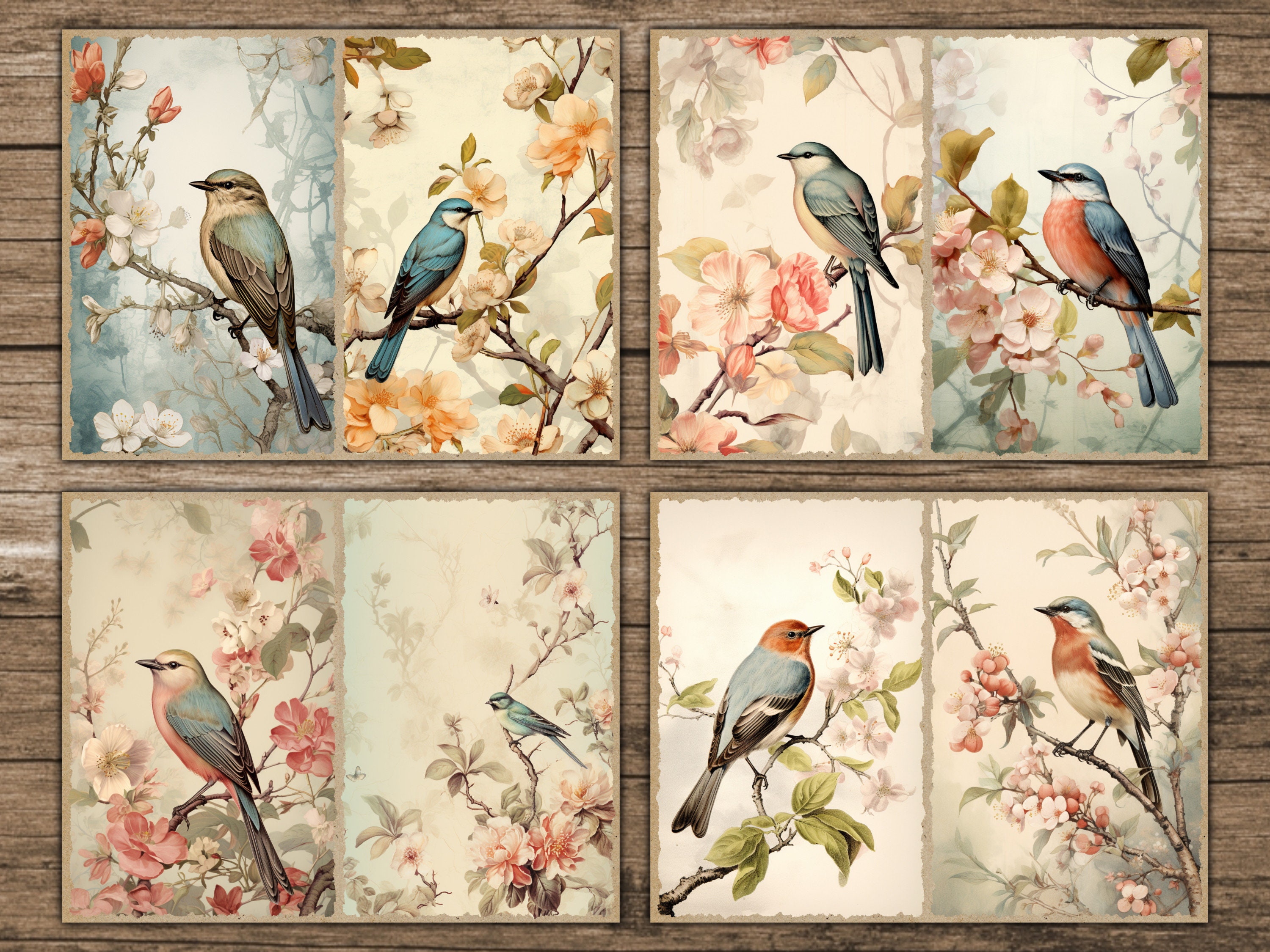 Bird Junk Journal Kit Floral Junk Journal Rose Nature Printable ...