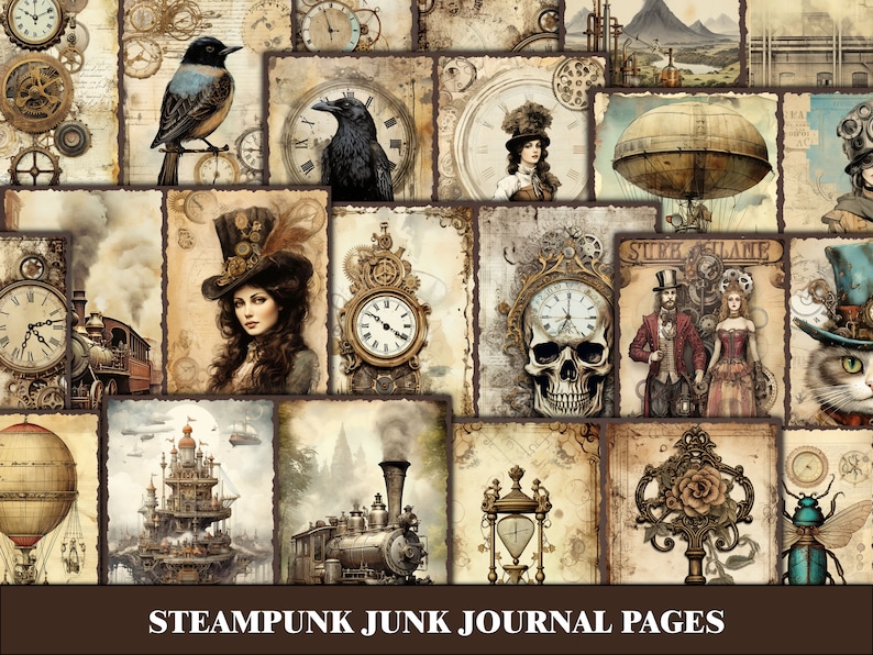 Steampunk Junk Journal Pages Printable Ephemera Industrial Junk Journal ...