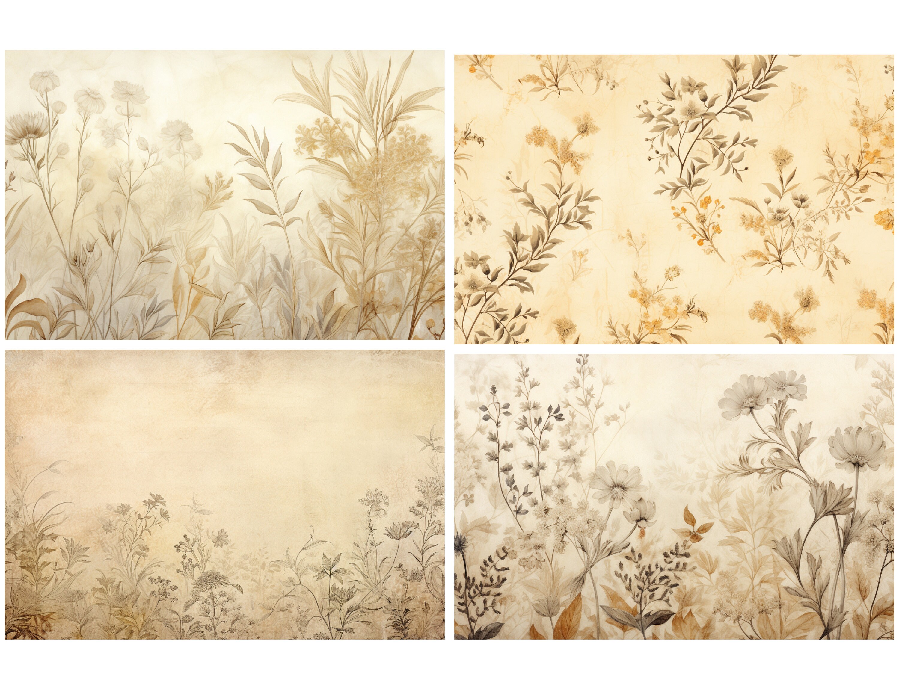 Boho Scrapbook Paper Floral Ornamental Pattern Junk Journal Pages ...