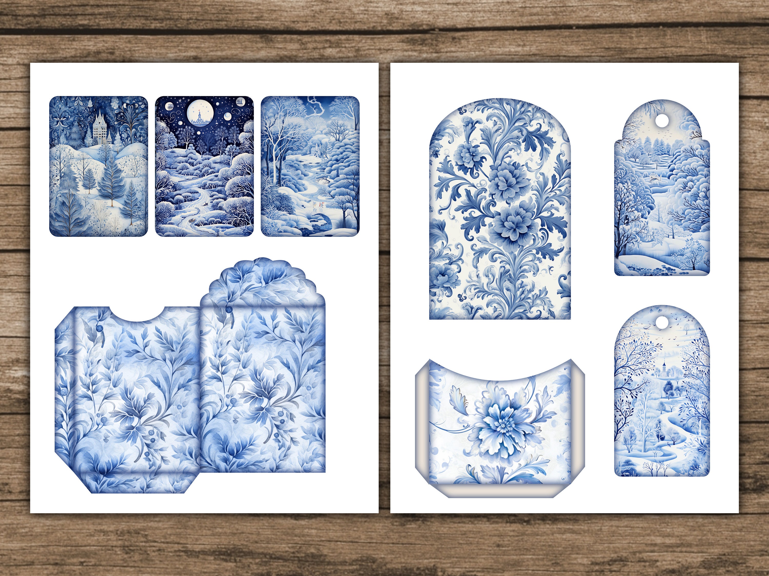 Winter Junk Journal Kit Blue Junk Journal Pages Tags Snowflake ...