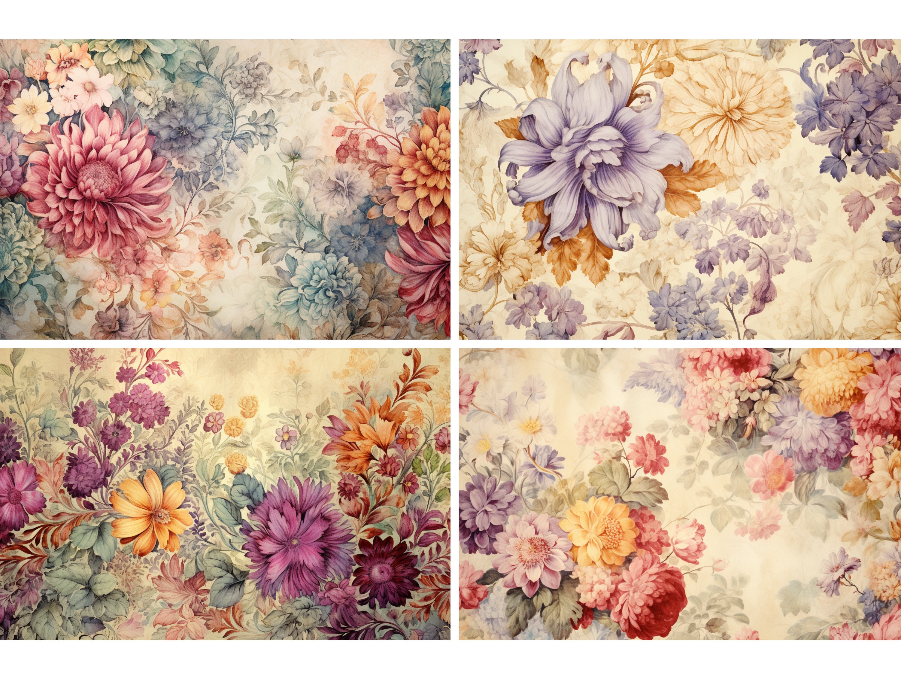 Floral Scrapbook Paper Botanical Rose Spring Wildflower Junk Journal ...