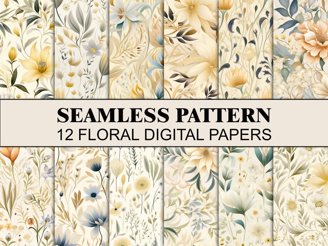 Botanical Seamless Pattern Rose Floral Scrapbook Paper Cute Shabby Chic ...