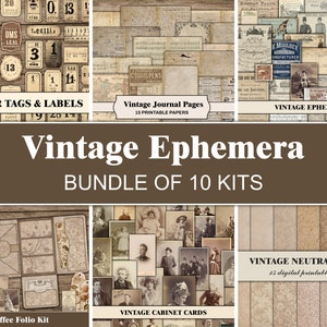 Ephemera für Junk Journals Vintage Junk Journal Kit Ephemera Pack Ephemera Bundle Alte Papiere Briefe Schrankkarten Scrapbook Bastelbedarf