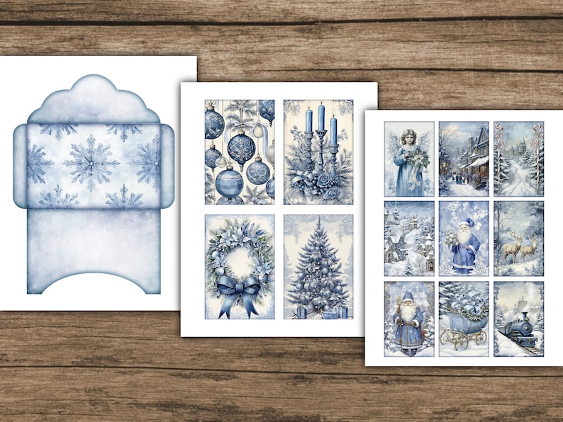 Christmas Junk Journal Kit Blue Winter Junk Journal Pages Blue ...