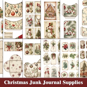 Christmas Junk Journal Kit Winter Junk Journal Pages Christmas Ephemera Craft Supplies Digital Red Scrapbook Paper Christmas Printables