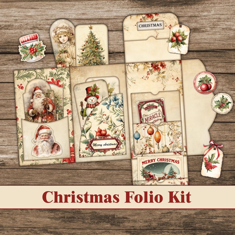 Christmas Junk Journal Folio Kit Bundle Winter Junk Journal Pages ...