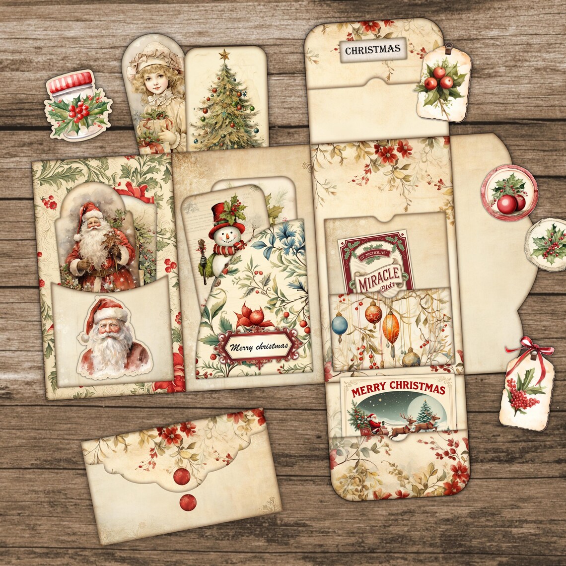 Christmas Junk Journal Folio Kit Bundle Winter Junk Journal Pages ...
