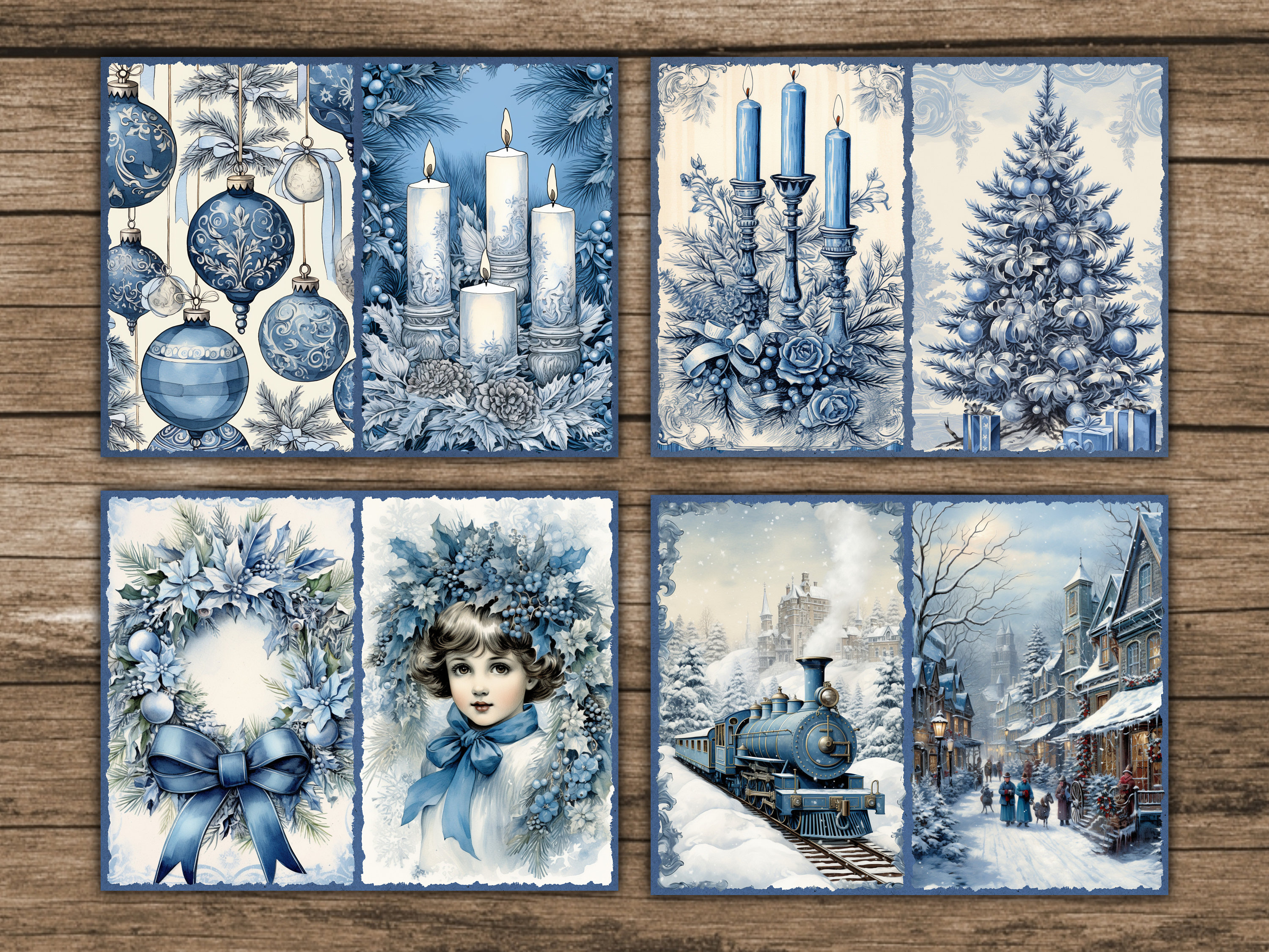 Christmas Junk Journal Kit Blue Winter Junk Journal Pages Blue ...