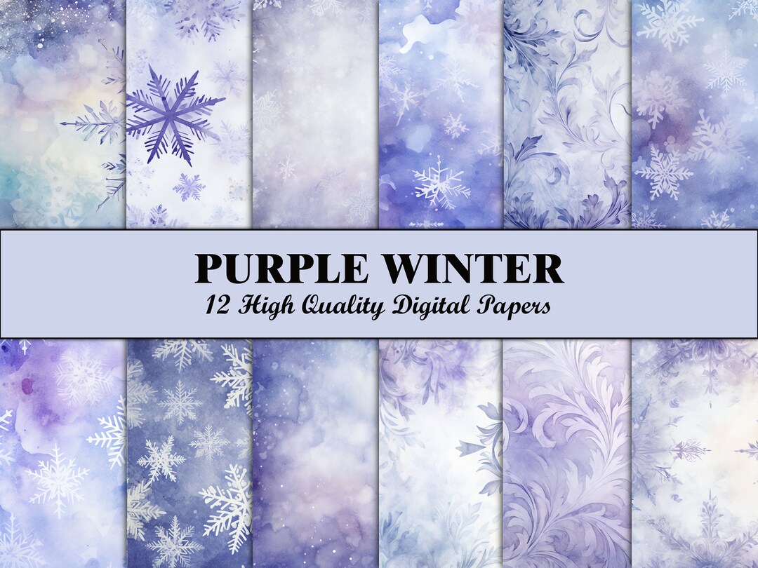 Purple Scrapbook Paper Junk Journal Kit Winter Junk Journal Pages Tags ...