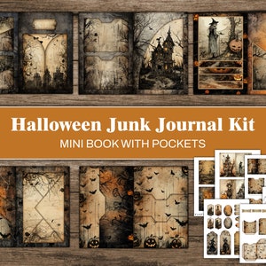 Halloween Junk Journal Kit Mini Junk Journal Ephemera Halloween Printable Digital Kit Spooky Scrapbook Junk Journal Folio Dark Orange Craft